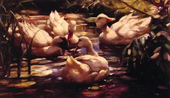 亞歷山大 凱斯特 Ducks in a Forest Pond